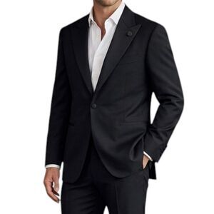 Thom Sweeney Black Wool Peak Lapel Blazer Sport Coat 52 IT 42 US Made in Italy